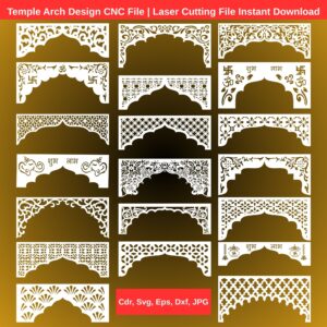 Mandir Arch Design CNC 2D Vector DXF CDR Download Pack Of 20 Arch Design