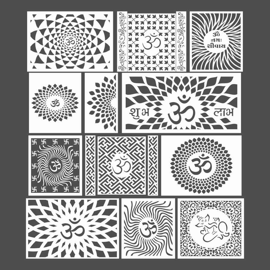 Mandir CNC Design 2D Vector DXF CDR Download Different Om Design