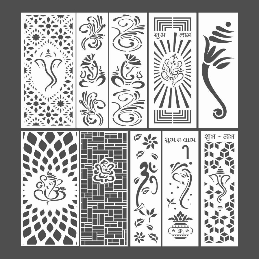 Mandir CNC Design 2D Vector DXF CDR Download Pack Of 10 Ganesh Ji
