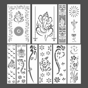 Mandir CNC Design 2D Vector DXF CDR Download Pack Of 10 Lord Ganesh Ji