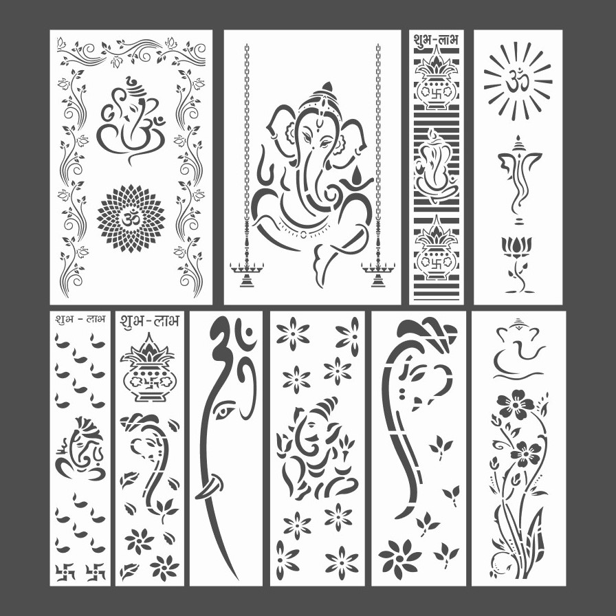 Mandir CNC Design 2D Vector DXF CDR Download Pack Of 10 Lord Ganesh Ji