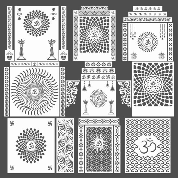 Mandir CNC Om Design 2D Vector DXF CDR Pack Of 10 Download Now