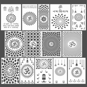 Mandir CNC Om Design 2D Vector DXF CDR Download Pack Of 14