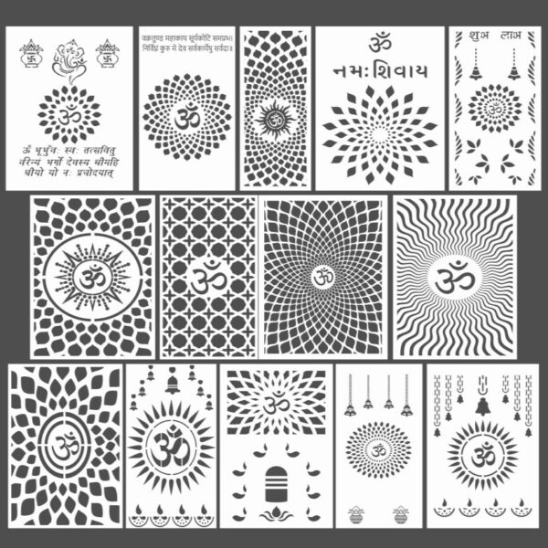 Mandir CNC Om Design 2D Vector DXF CDR Download Pack Of 14