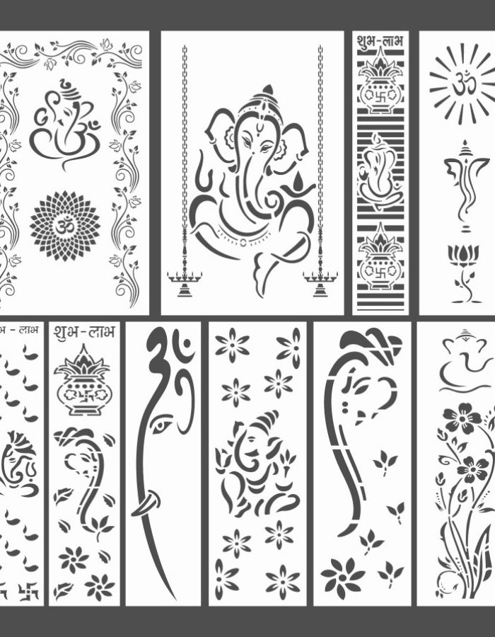 Mandir CNC Design 2D Vector DXF CDR Download Pack Of 10 Lord Ganesh Ji 