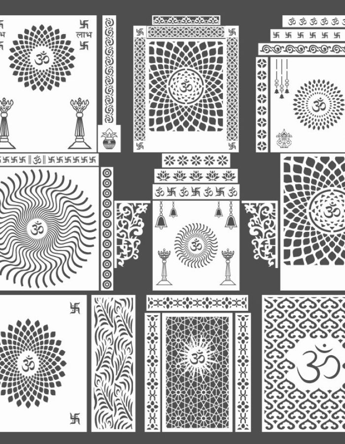 Mandir CNC Om Design 2D Vector DXF CDR Pack Of 10 Download Now